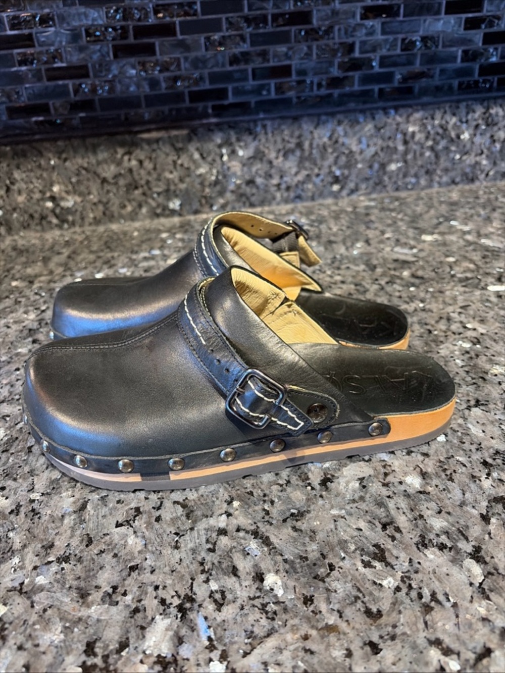 Kalso Earth Clogs Women SZ 7 BLK Shanti Leather Comfort Granola Boho Mule Shoes - Picture 4 of 11